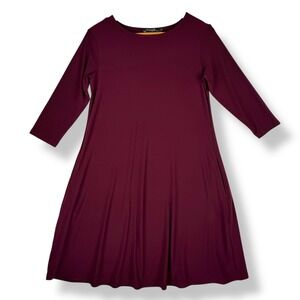 Sympli Maroon Jersey‎ Knit Dress Womens Size 4 Pockets Stretch Lagenlook Classic